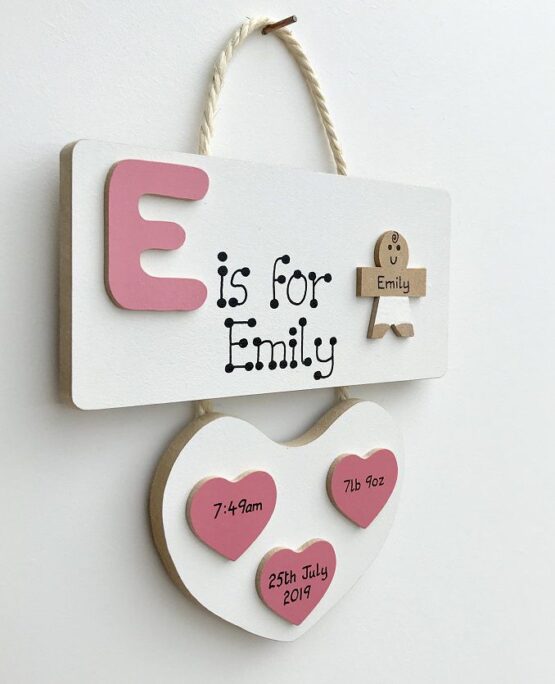 Letter Baby Plaque Pink