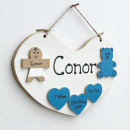 New Baby Heart Blue Plaque