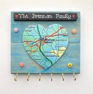 Wooden Map Keyholder
