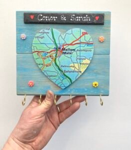 Wooden Map Keyholder