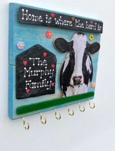 Slate and Cow Keyholder