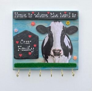 Slate and Cow Keyholder