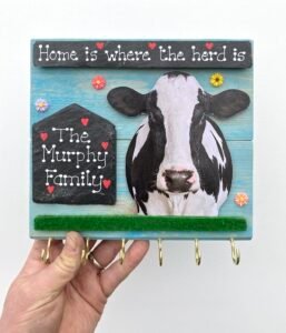 Slate and Cow Keyholder