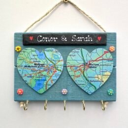 Wooden Twin Map Keyholder